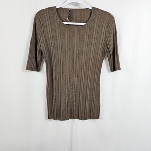 M.M. Lafleur The Charli Top Textured Knit in Light Ash - Size S